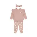 Dirkje Girls' Set Sweater Trousers Hairband Soft Pink Flower
