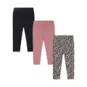 Dirkje Girls' Set With 3 Leggings Navy Old Pink With Flowers