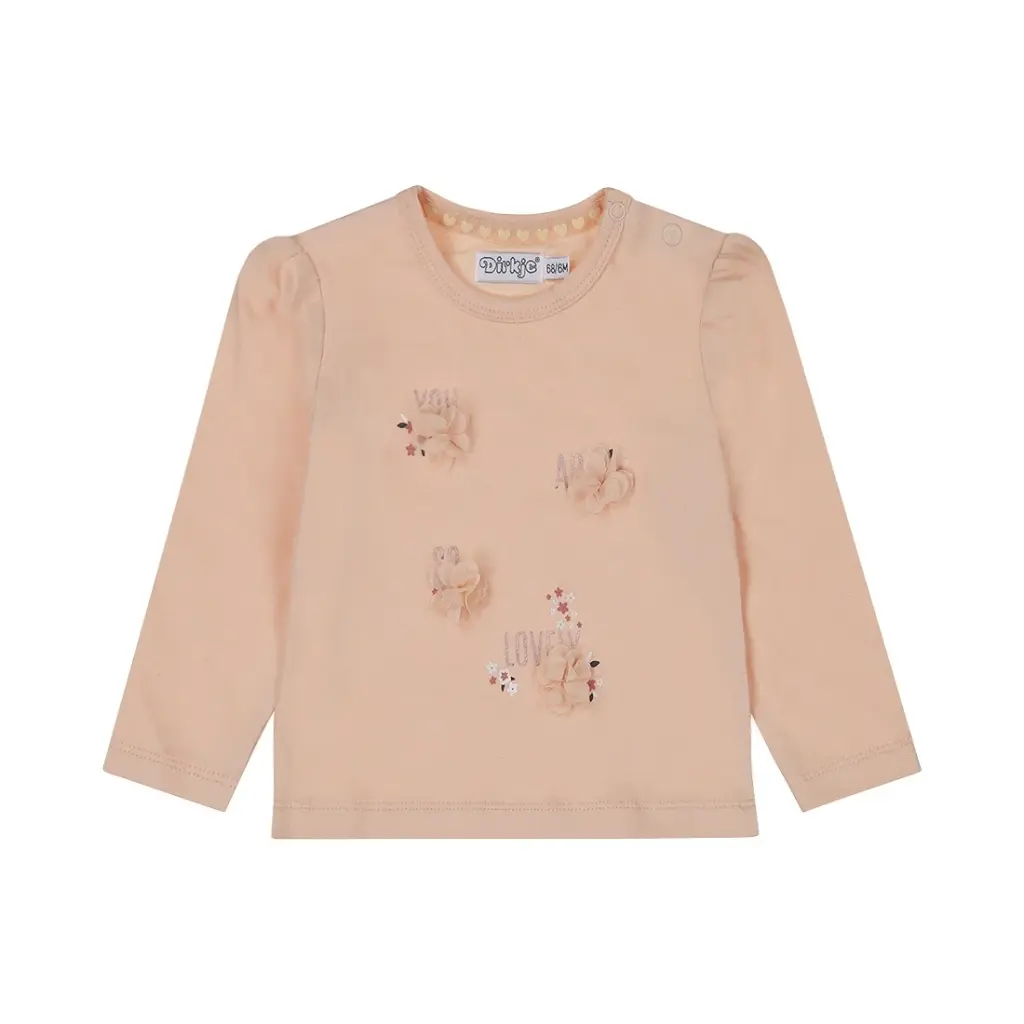 Dirkje Girls' Long-sleeved Shirt Light Pink Flowers (6-9M)