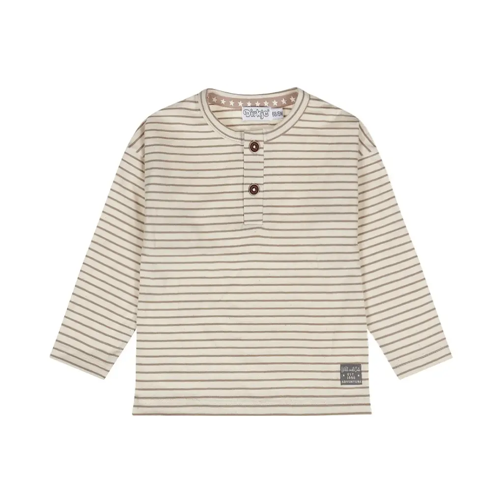 Dirkje Boys' Long-sleeved Shirt Off-white Soft Brown Striped (2Y)