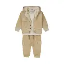 Dirkje Boys' Baby Set Shirt Cardigan Trousers Beige Velour 6550