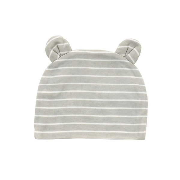 Silkberry Baby Organic Cotton Beanie 8002 (Color: Silver cloud stripe) (NB-6M)