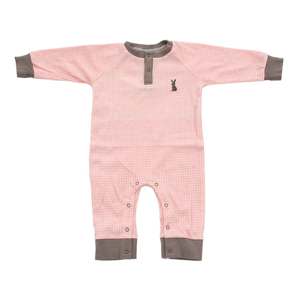 Silkberry Baby Organic Cotton Long Sleeve Romper 8004 (Blush dot) (NB)