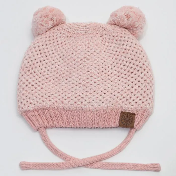 Calikids Knit Double Pompom Hat W2100 - Pink Mix