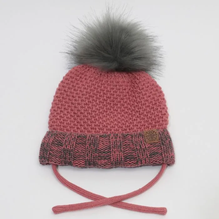 Calikids Knit Pompom Hat W2102 - Brick Combo (S 3-9M)