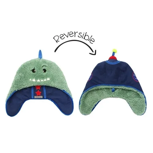 FlapJackKids Reversible Sherpa Hat Dino ( 6-24M )