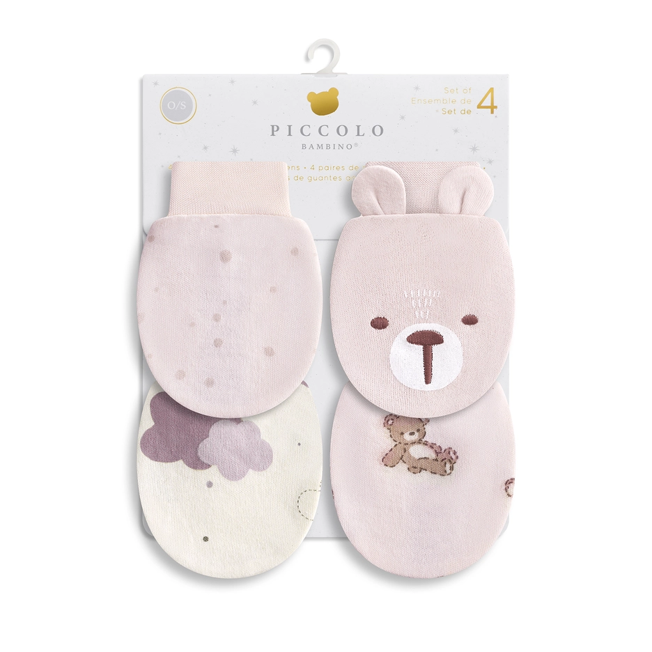 Piccolo 4PR Anti-Scratch Mittens - Pink