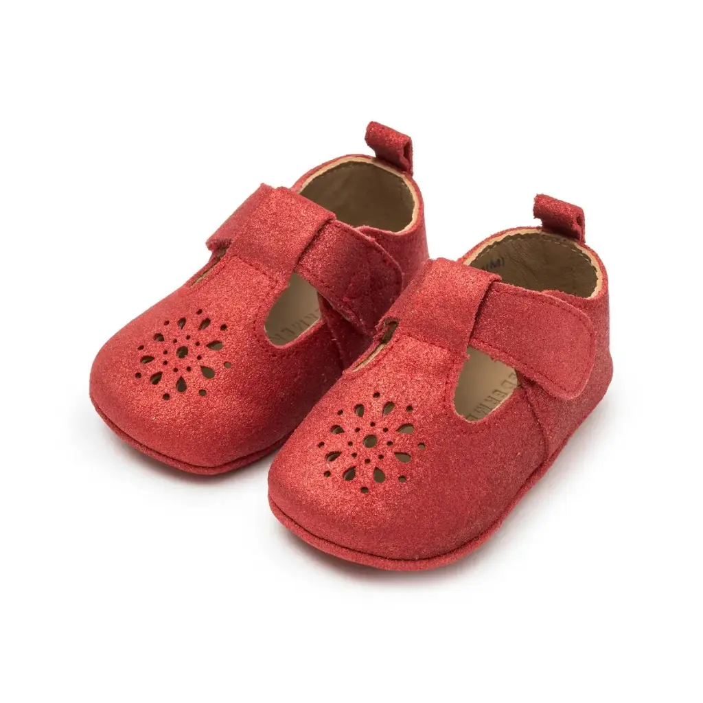 Sherick Fredermen (Gloria) Crystal Laser T-Bar Infant Shoe - Red (0-6M)