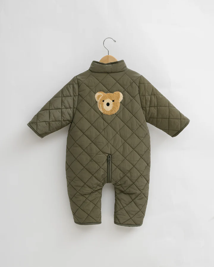 Blara Organic House Bear Padded Romper Dark Green (3-6M)