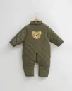 Blara Organic House Bear Padded Romper Dark Green
