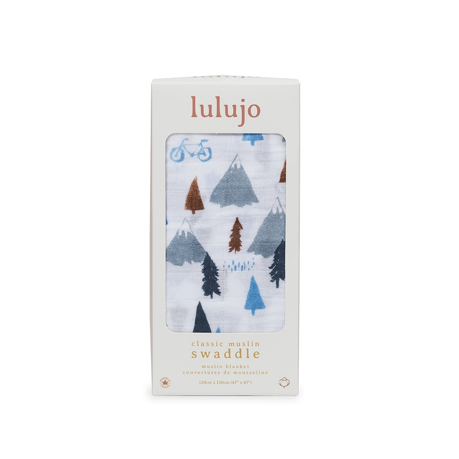 Lulujo Baby Cotton Muslin Swaddle Blanket (47x47") - Mountain Top 