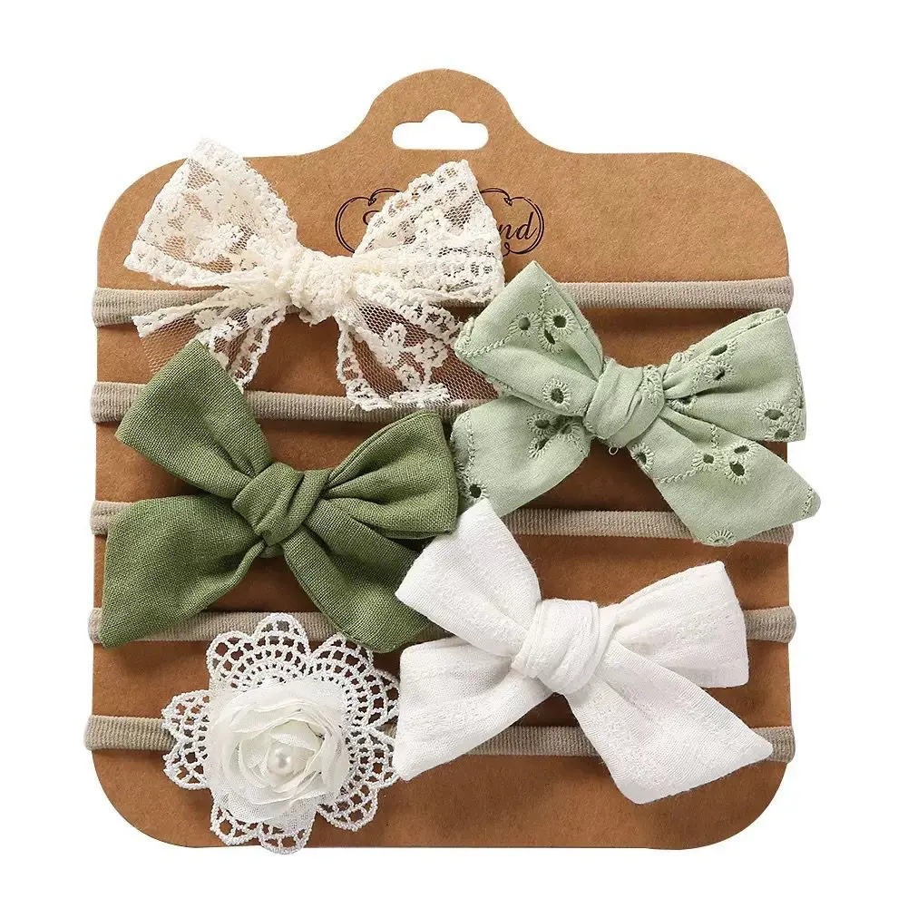 Baby Headband Bow 5PK - Green Bow