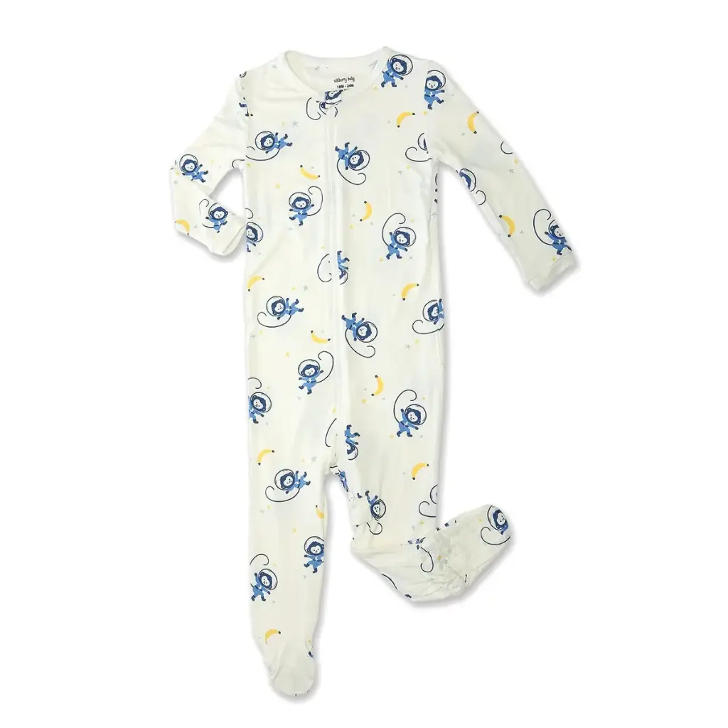 Silkberry Baby Bamboo Zip-up Footed Sleeper WF4308 (Space Monkey Print) (NB)
