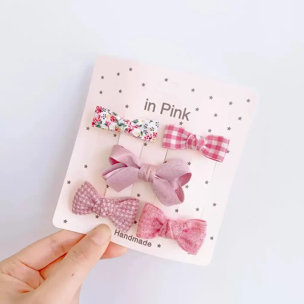 In Pink Hair Clip Handmade 5pc - Pink