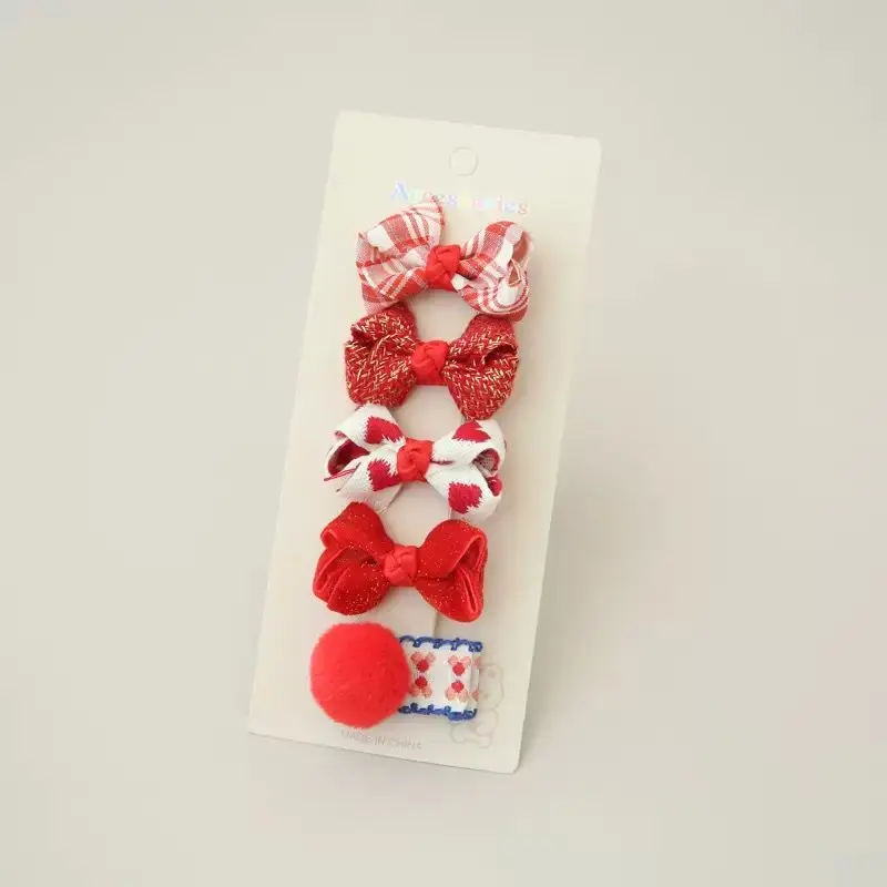 In Pink Hair Clip Handmade 5pc - Red