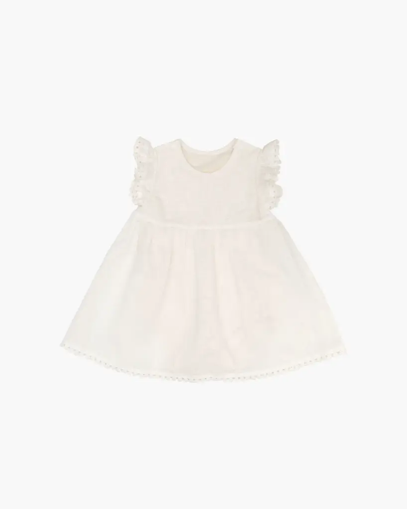 Blara Organic House Linen Baby Doll Bodysuit - Natural White  (1-3M)