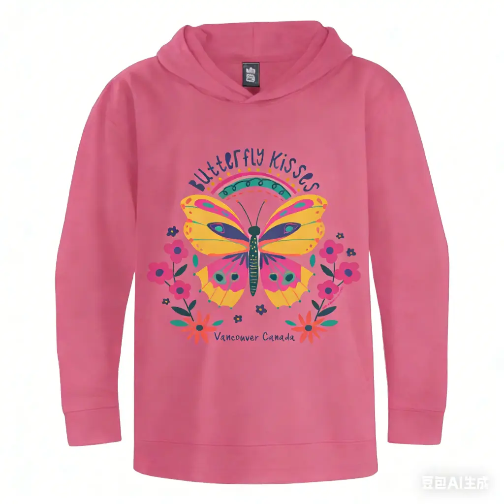 Attraction Hoodie Floral Butterfly Kisses - Raspberry (2Y)
