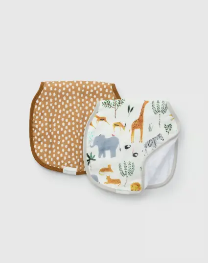 Loulou Lollipop Burp Cloth Set 2 Pack - Safari Jungle