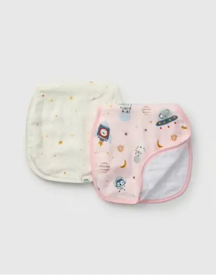 Loulou Lollipop Burp Cloth Set 2 Pack - Astro Explorers