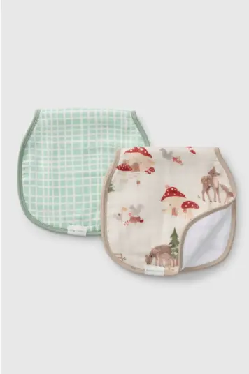 Loulou Lollipop Burp Cloth Set 2 Pack - Forest Families