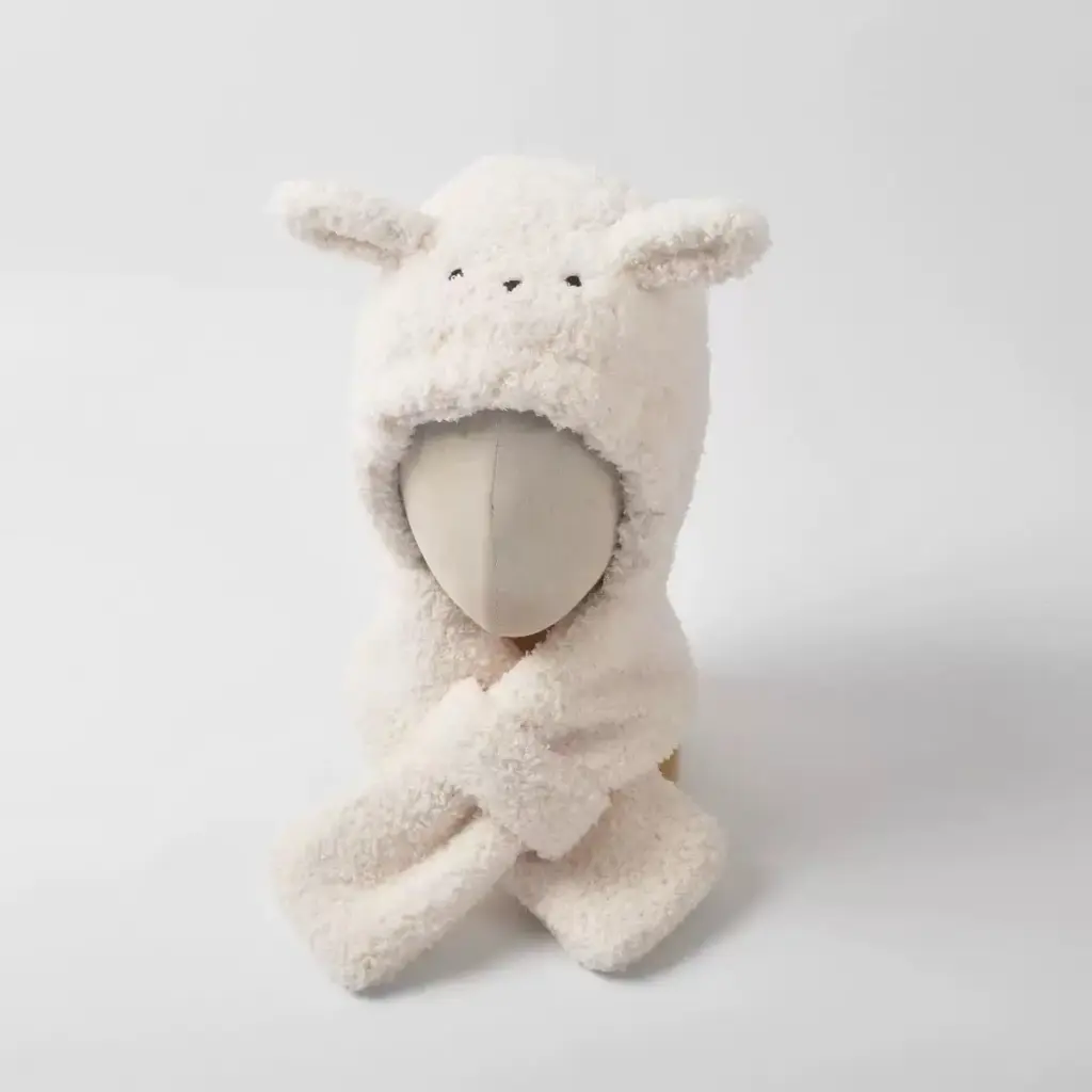 Moinmlon Winter Scarf Hat Bunny White - 4903 (S (6M-3Y))