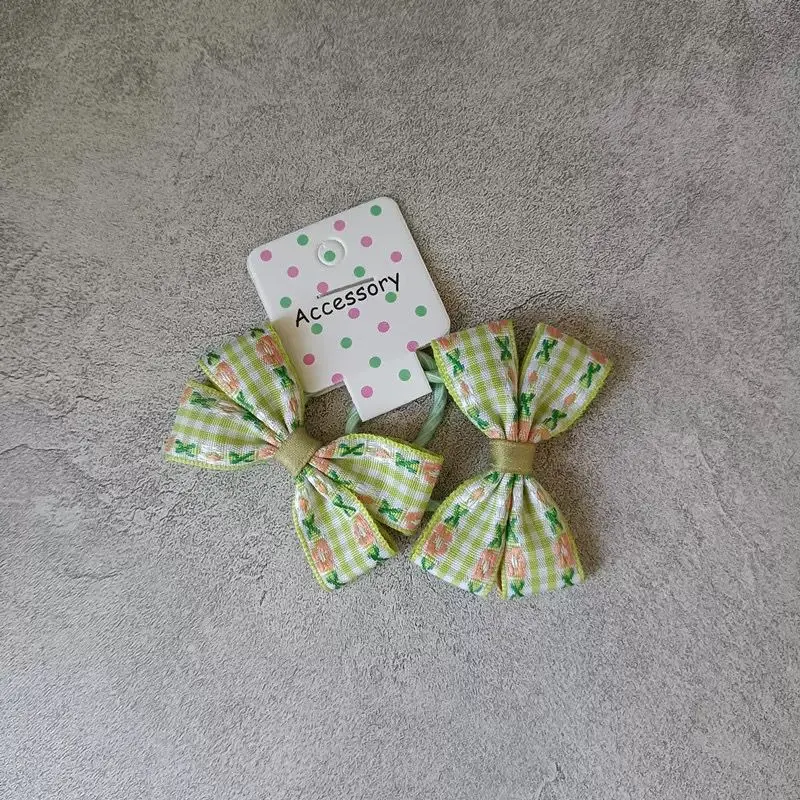 In Pink Hair Tie Handmade 2pc - 2674