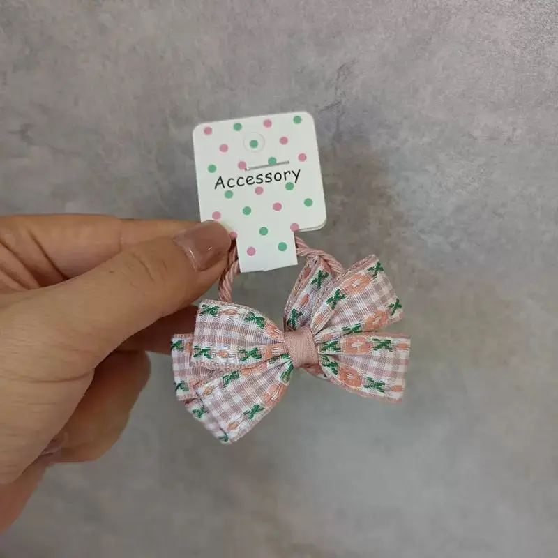 In Pink Hair Tie Handmade 2pc - 2673