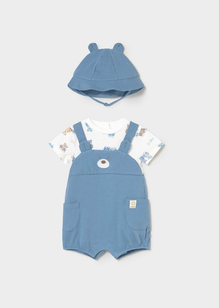 Mayoral  3 Piece Dungaree With Hat Set 1608 (0-1M)