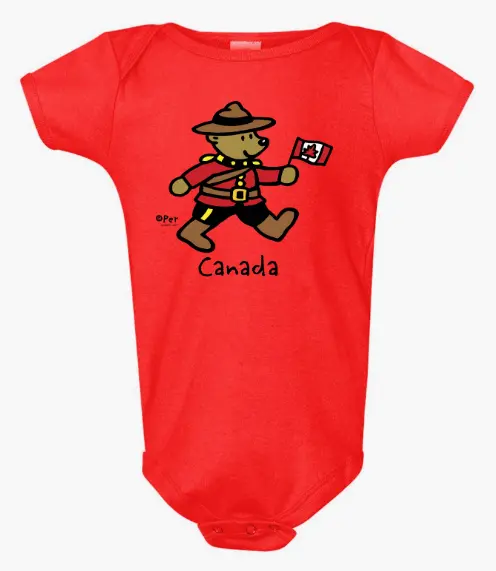 Onesie - GGS Bear Carring Canadian Flag 3190 - Red (6M)