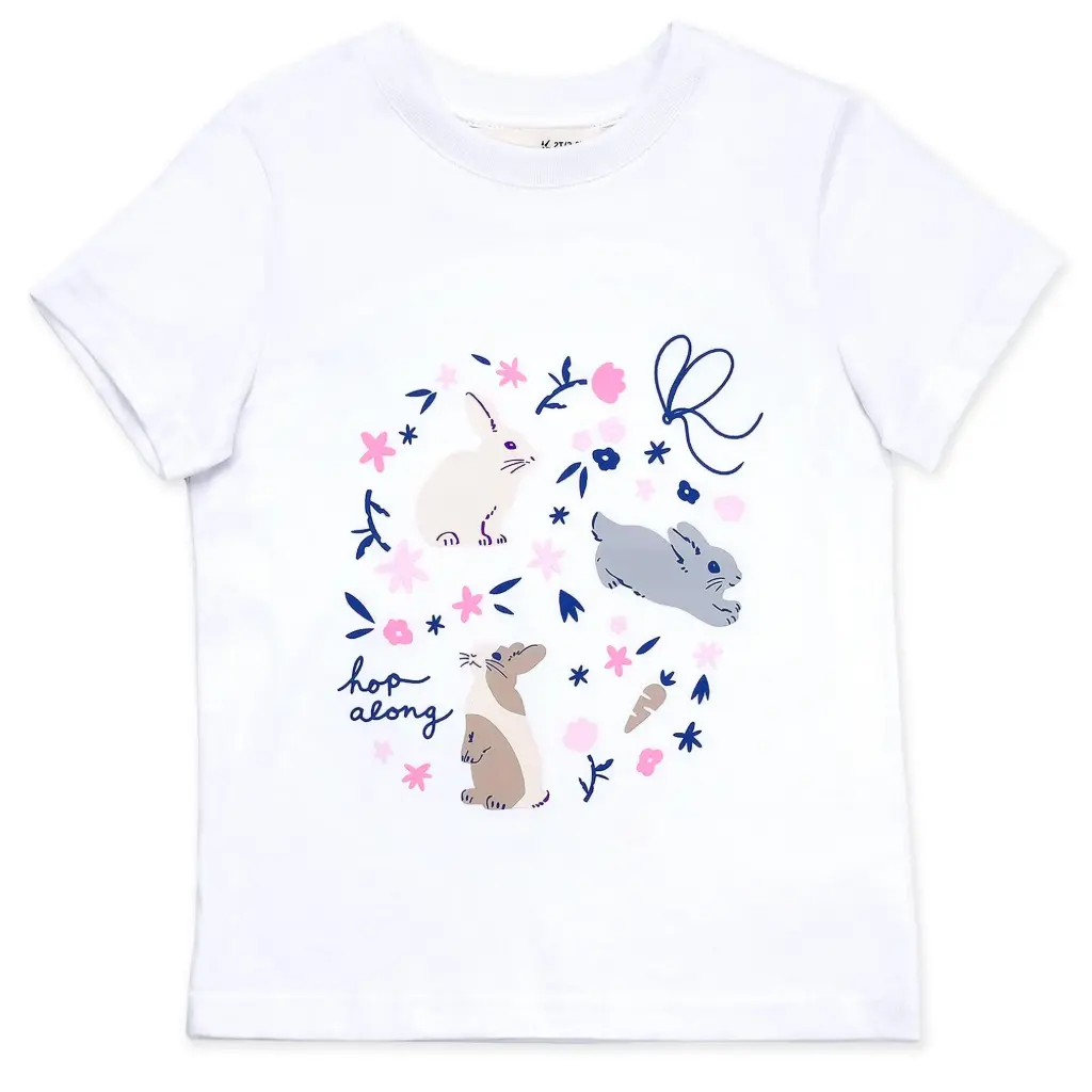 Jan & Jul Kids Cotton Graphic T-Shirt | Bunny Flowers (1Y)