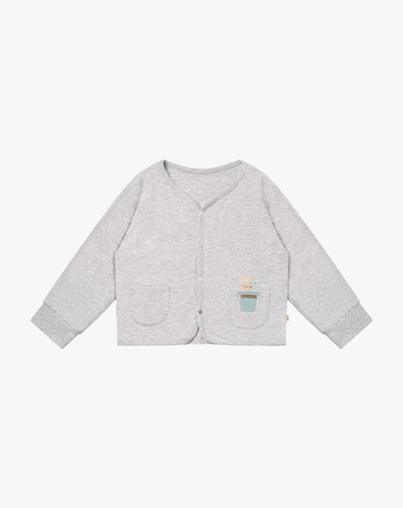 Nest Petite Revery Long Sleeves Cardigan - Fog Grey (12-18M)