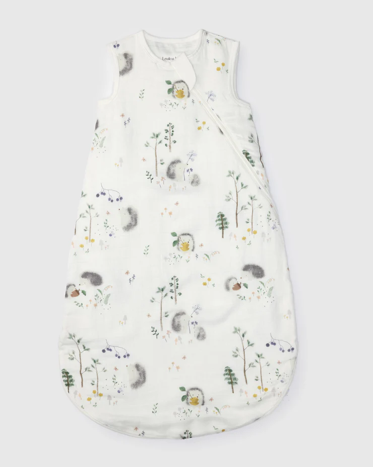 Loulou Lollipop Muslin Lightweight Sleep Bag - Hedgehogs (0.5 Tog) (0-6M)