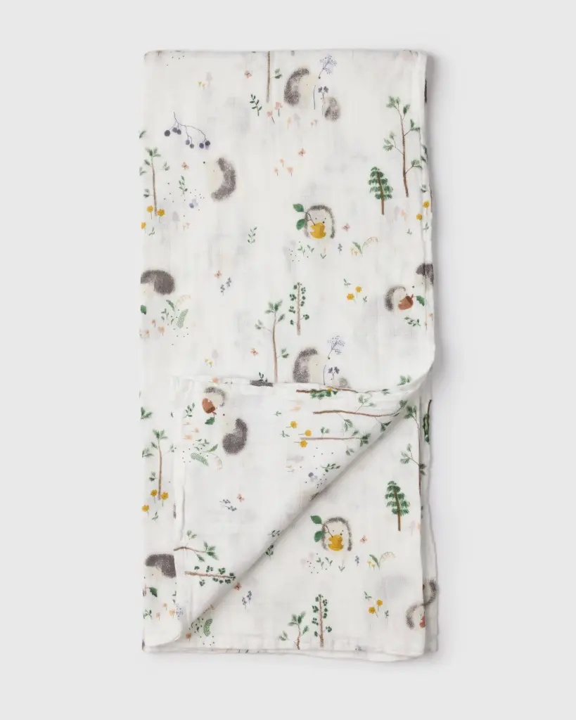 Loulou Lollipop Muslin Swaddle - Hedgehogs