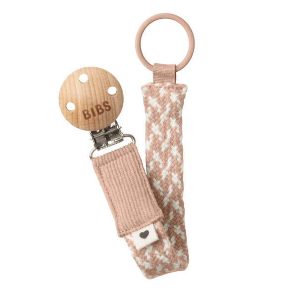 BIBS Pacifier Clip Blush / Ivory
