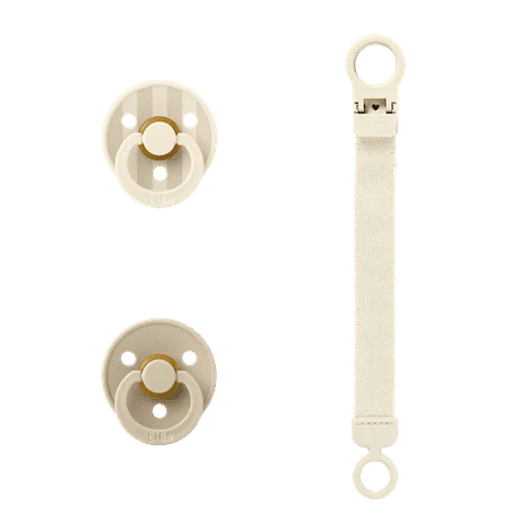 BIBS Colour Pacifier & Loop Clip Gift Set - Ivory