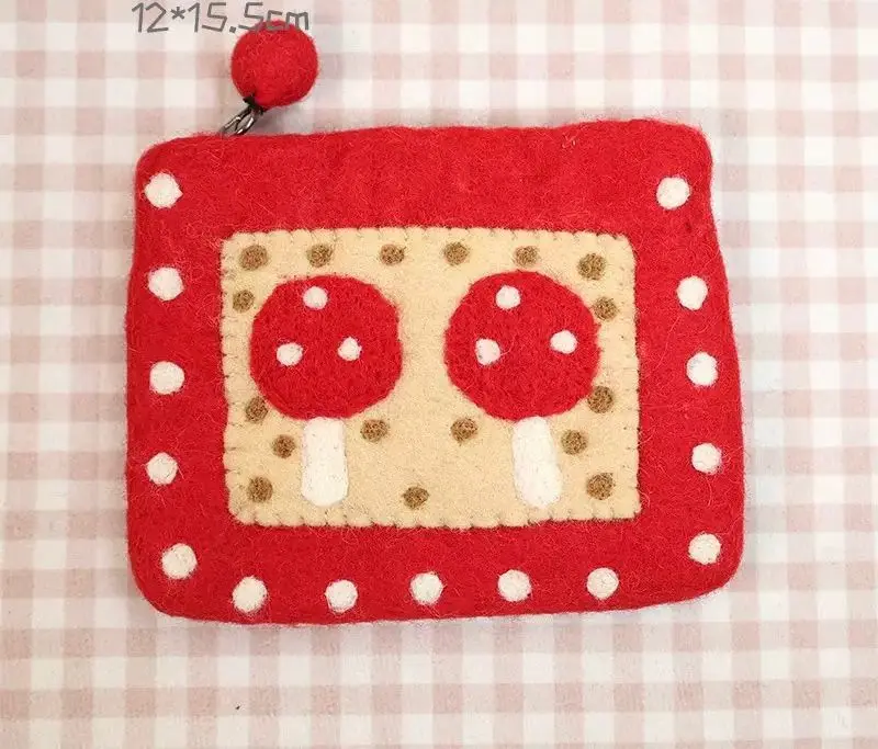 Handmade Wool Felt Purse - Mushroom