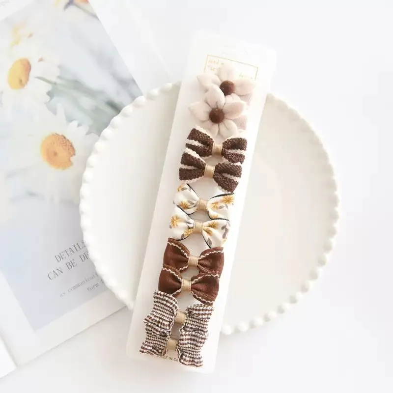 In Pink Hair Clip Handmade 10pc - Brown Flower