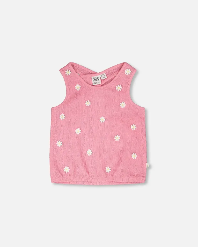 Deux Par Deux Crinkle Jersey Tank Top - Pink (2Y)