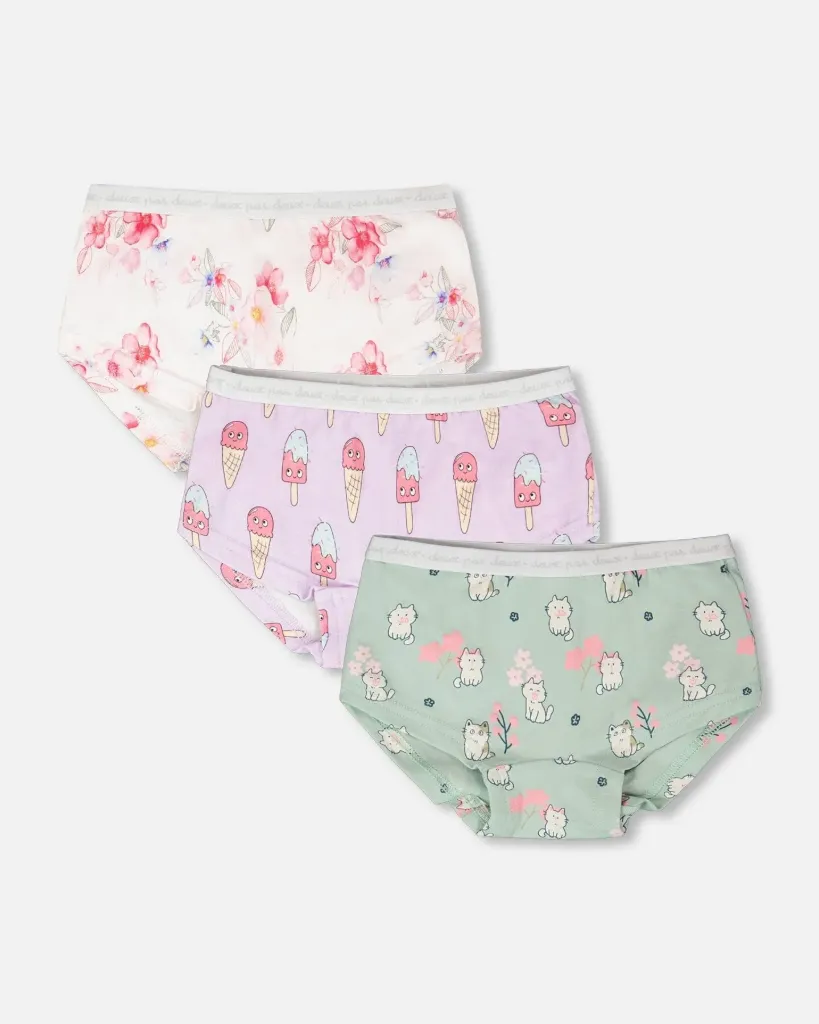 Deux Par Deux Organic Cotton Printed Adventure Boxers Pack Of 3 - Kittens (2/3)