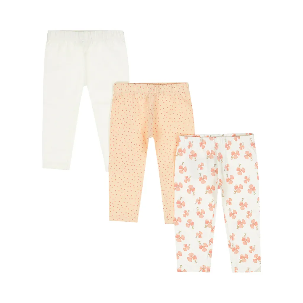 Dirkje Girls' Set With 3 Leggings - Peach (6-9M)