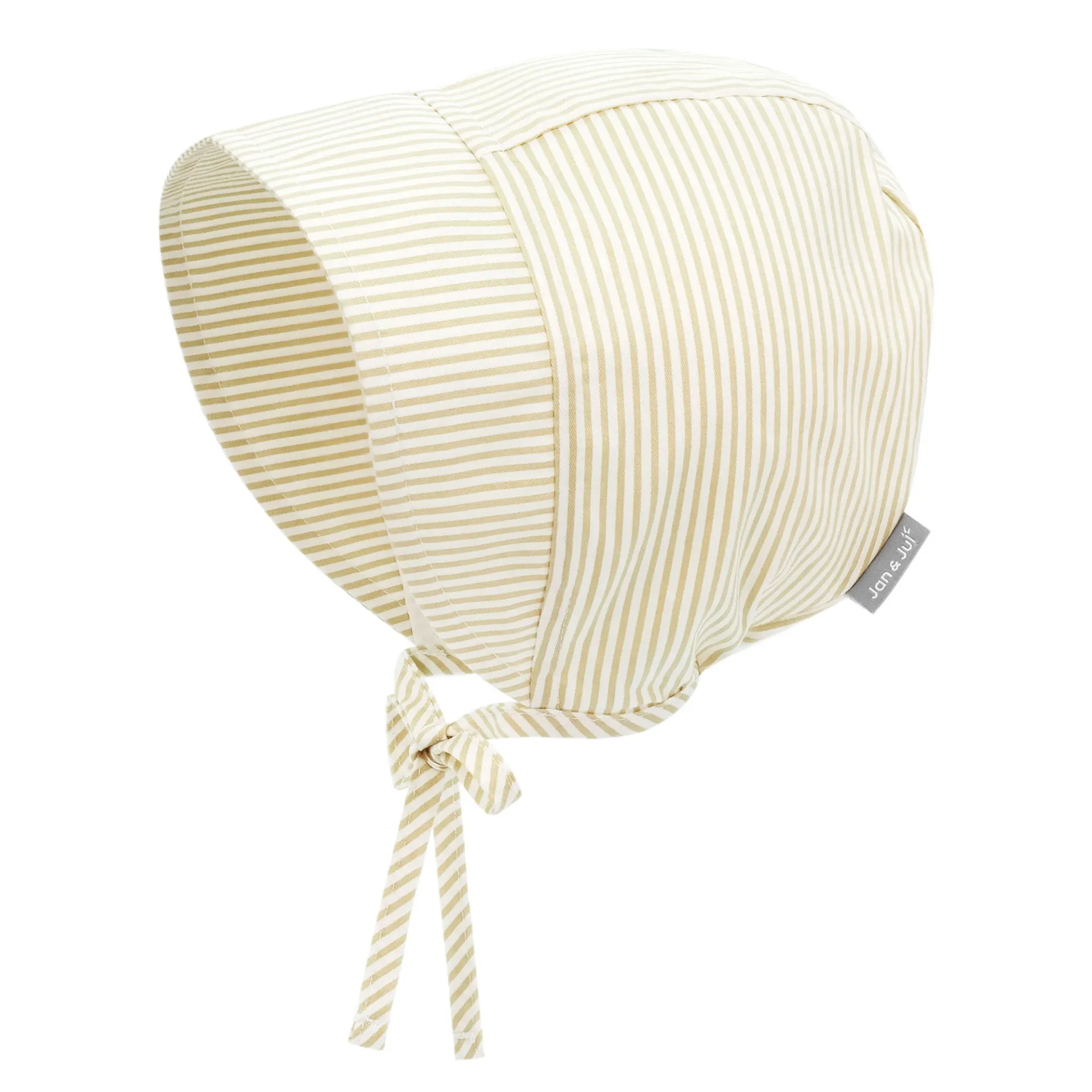 Jan & Jul Cotton Baby Bonnets - Beige Stripes (M 6-24m)
