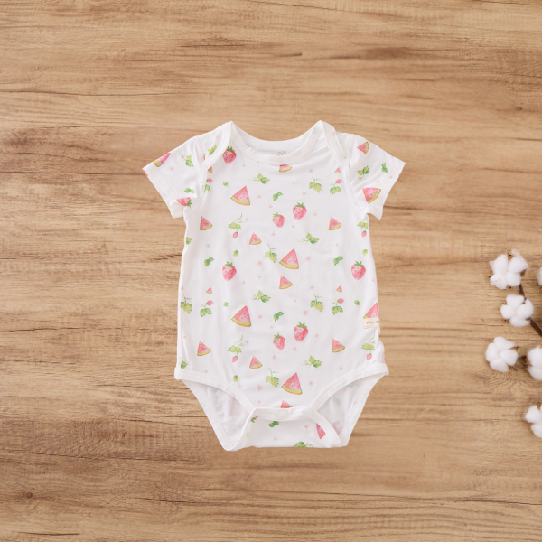 Blara Organic House Short Sleeve Bodysuit - Strawberry