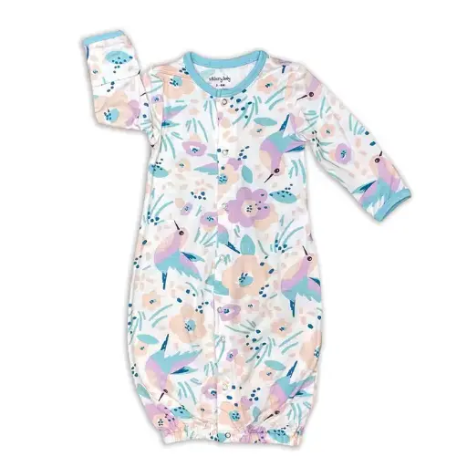Silkberry Baby Bamboo Converter Gown Print Hummingbird Garden