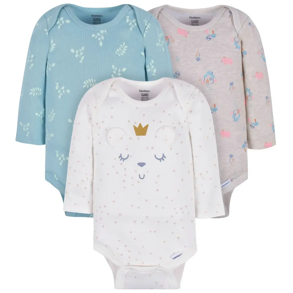3-Pack Baby Long Sleeve Onesies Gerber