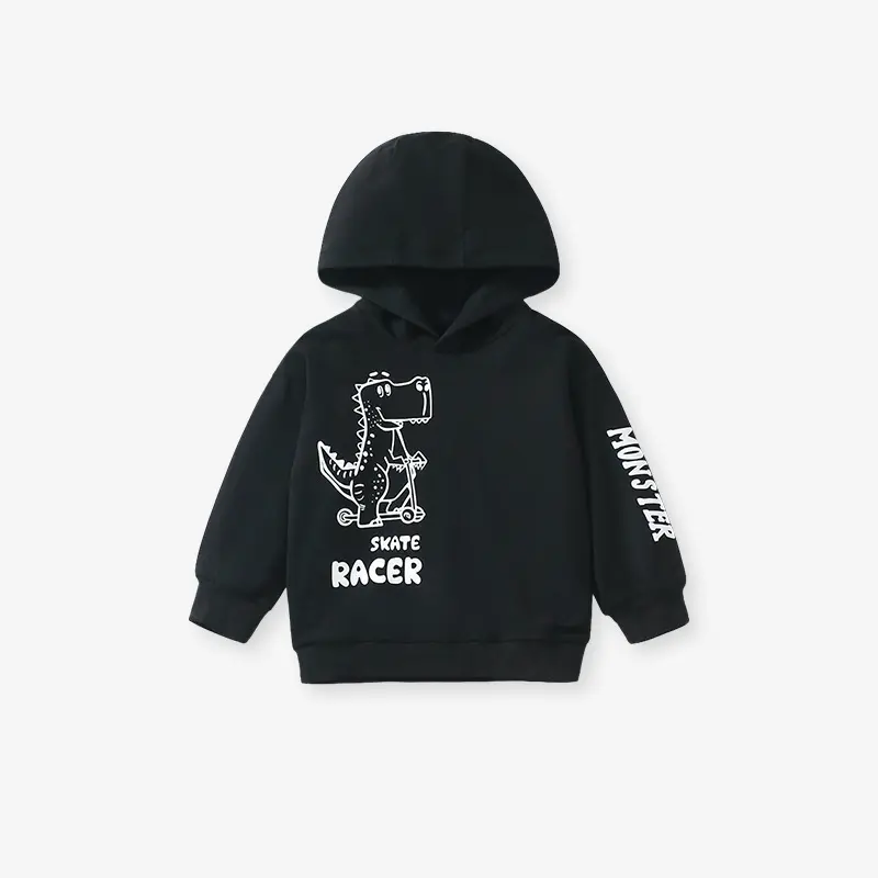 Little Maven Hoodie Black Dinosaur Boy 