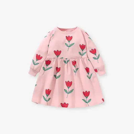 Little Maven Girl Longsleeve Flower Pink