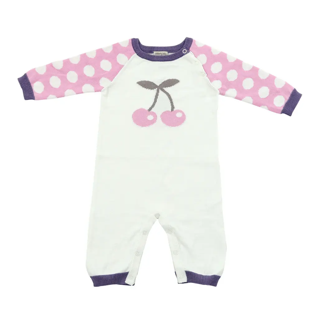 Silkberry Baby Sweater Romper (Orchid Dot Cherry) - JM