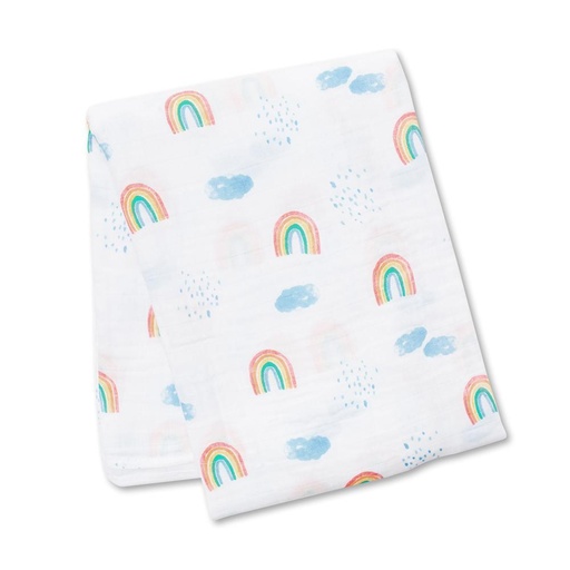 Lulujo Baby Cotton Muslin Swaddle Rainbow Sky