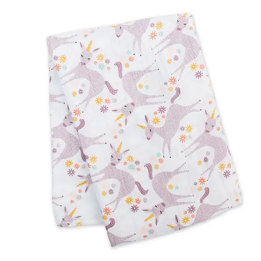 Lulujo Baby Modern Unicorn Muslin Swaddle Blanket