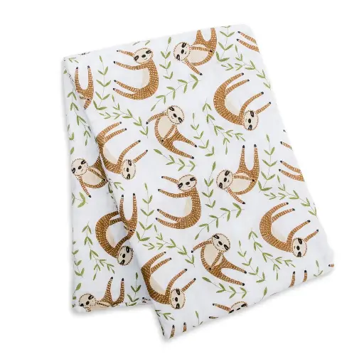 Lulujo Baby Modern Sloth Muslin Swaddle Blanket